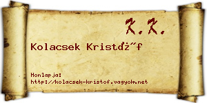 Kolacsek Kristóf névjegykártya