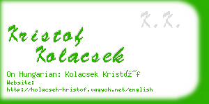 kristof kolacsek business card